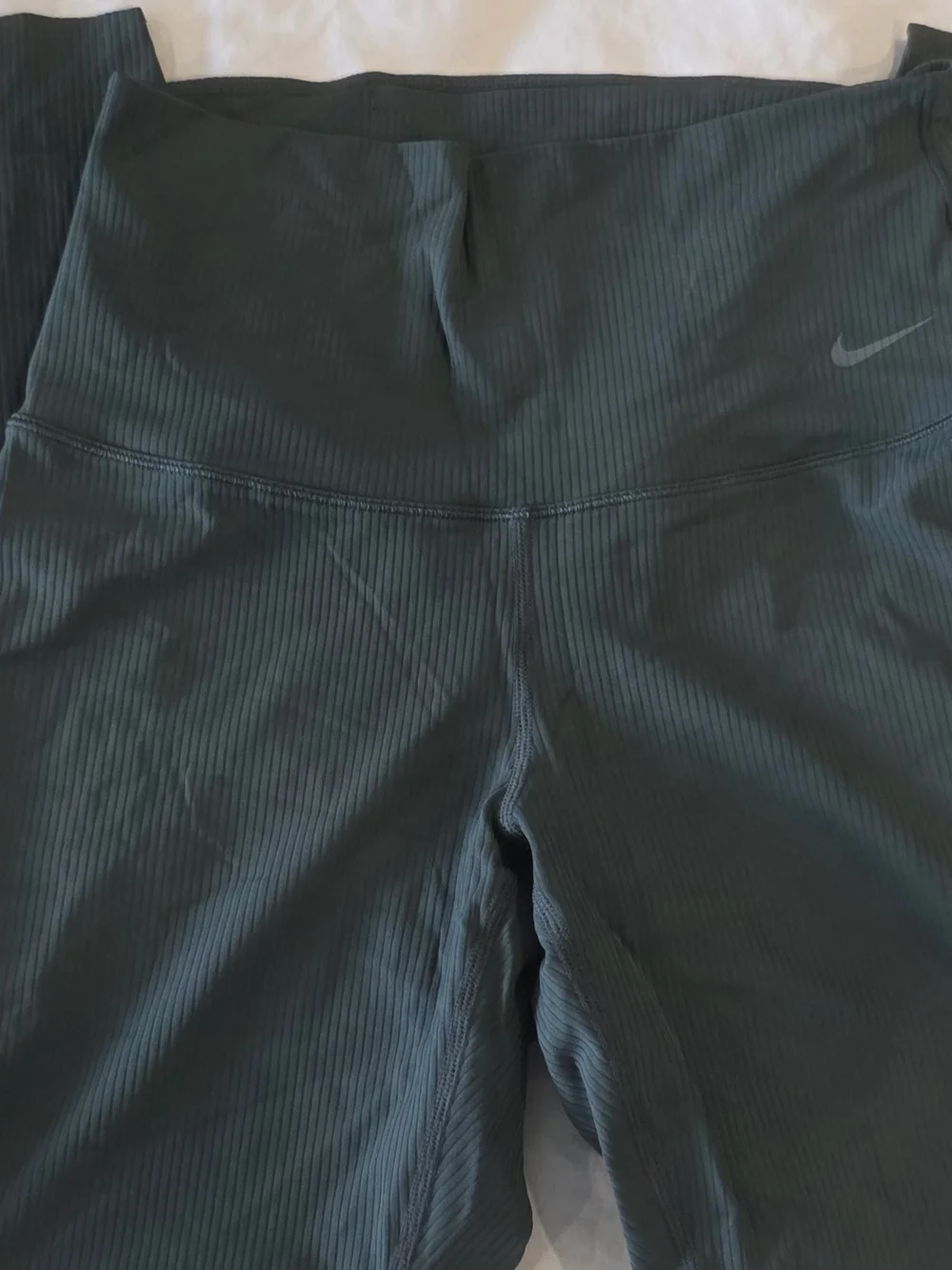 Nike Women's Training Ribbed High-Waist Leggings Ribbed- Deep Green - Picture 2 of 5
